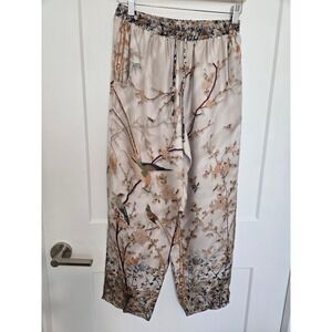 Pierre-Louis Mascia Silk Printed Pajamas Bird Floral Chinoiserie Lounge Pants